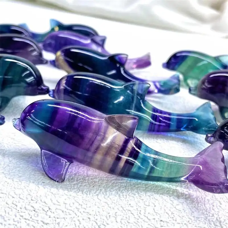8cm Natural Rainbow Fluorite Dolphin Crystal Stone Hand Carved Animal Figurine Healing Crafts Home Decoration As Gift 1pc
8cm Natural Rainbow Fluorite Dolphin Crystal Stone Hand Carved Animal Figurine Healing Crafts Home Decoration As Gift 1pc
