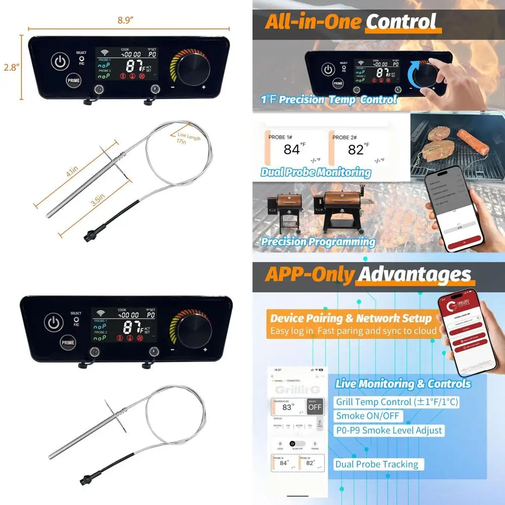WiFi PID Trapezoidal Control Board for Grills with Cloud App Sync - Compatible with P7-540, P7-700, P7-1000, 440FB1 Pellet Grill
WiFi PID Trapezoidal Control Board for Grills with Cloud App Sync - Compatible with P7-540, P7-700, P7-1000, 440FB1 Pellet Grill