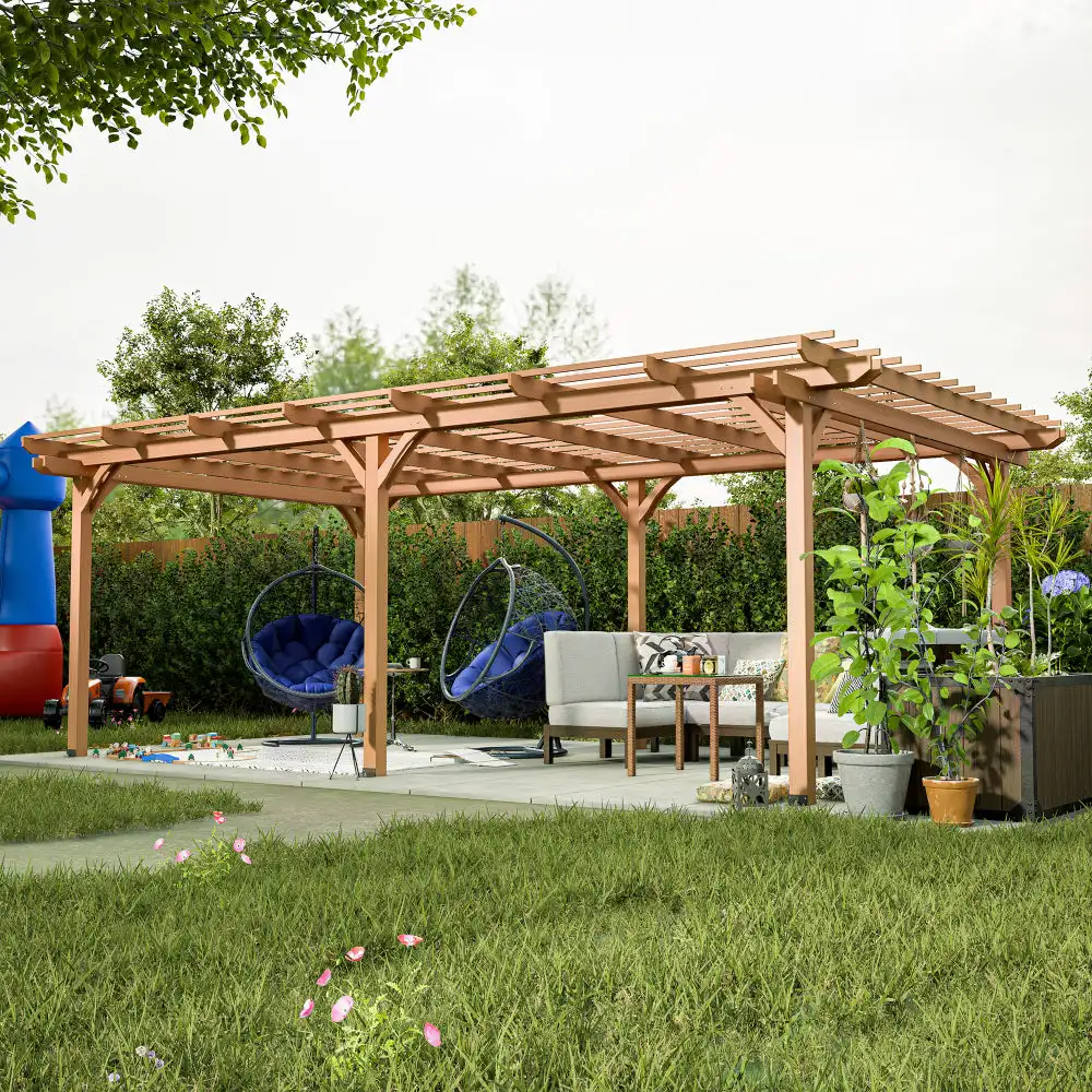 12′ x 16′ Outdoor Gazebo Wooden Grape pergola for Climbing Plant Support, Garden, Terrace, Backyard, Deck, Brown
12′ x 16′ Outdoor Gazebo Wooden Grape pergola for Climbing Plant Support, Garden, Terrace, Backyard, Deck, Brown