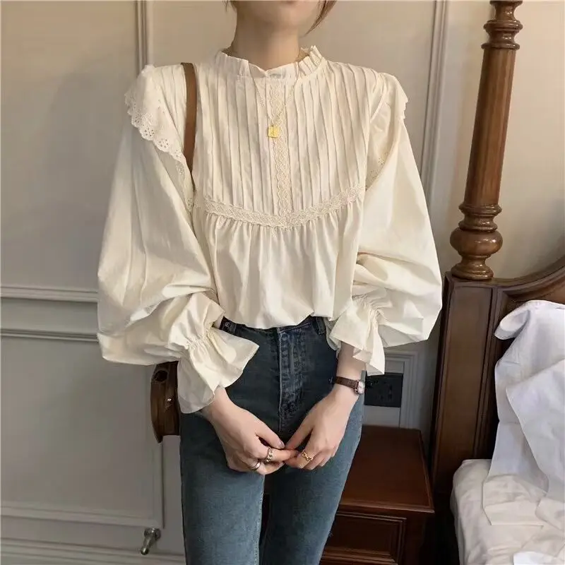 Shirts Women Korean Style Casual Female Design Stand Collar Tender Stylish Puff Sleeves All Match Slim White Top Girlish Ins
Shirts Women Korean Style Casual Female Design Stand Collar Tender Stylish Puff Sleeves All Match Slim White Top Girlish Ins