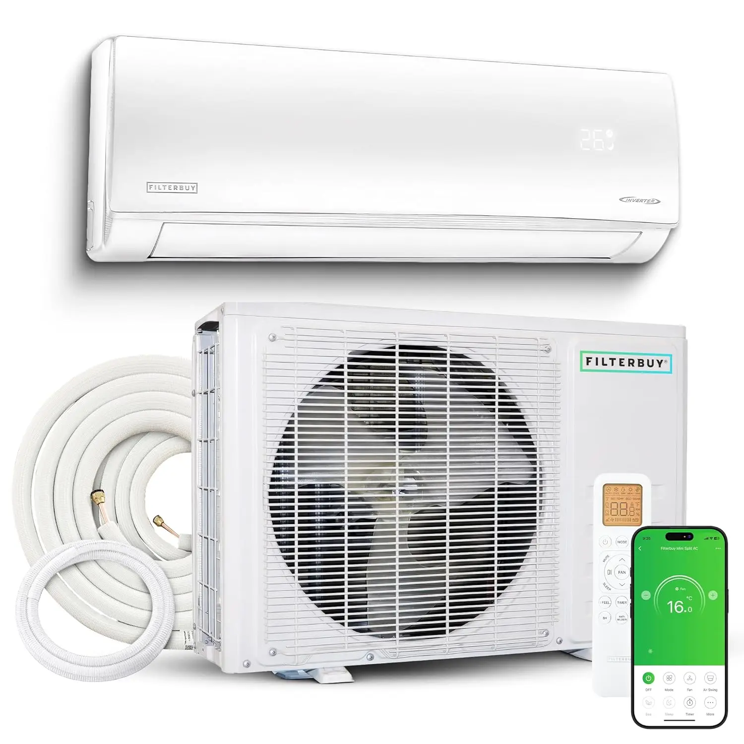 12,000 BTU Mini Split AC Heating System, 17 SEER2, 230V, Ductless Inverter Heat Pump, R32, WiFi + Alexa + More,, Custom
12,000 BTU Mini Split AC Heating System, 17 SEER2, 230V, Ductless Inverter Heat Pump, R32, WiFi + Alexa + More,, Custom