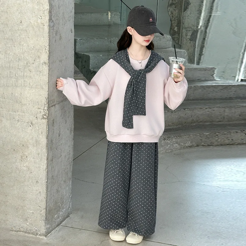 Autumn School Girls Two-piece Outfit Junior Girls Shawl Round Neck Sweatshirt Teenager Girls Dot Printed Pant Kid Girls Sets
Autumn School Girls Two-piece Outfit Junior Girls Shawl Round Neck Sweatshirt Teenager Girls Dot Printed Pant Kid Girls Sets