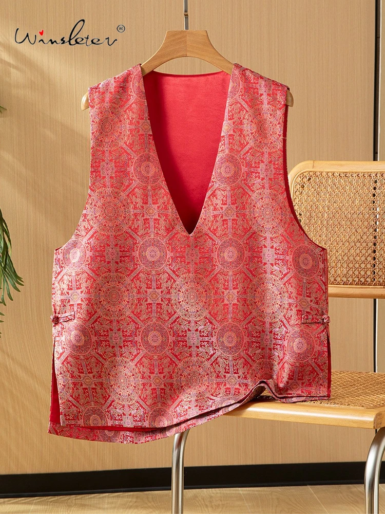 Элегантный жилет из 100% натурального шелка Winsleter, с глубоким V-образным вырезом и геометрическим узором, свободный топ для женщин, весна 2026, T61905CC
Элегантный жилет из 100% натурального шелка Winsleter, с глубоким V-образным вырезом и геометрическим узором, свободный топ для женщин, весна 2026, T61905CC