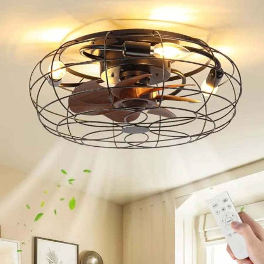 Caged Ceiling Fans with Lights and Remote Flush Mount Outdoor Ceiling Fan lights Rustic Low Profile Reversible Bladeless Ceilin
Caged Ceiling Fans with Lights and Remote Flush Mount Outdoor Ceiling Fan lights Rustic Low Profile Reversible Bladeless Ceilin