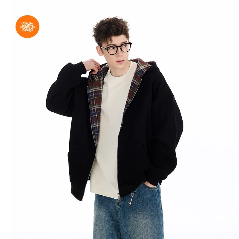 DAVIDSHAO EU US Size Top Quality Street Outdoor Autumn Winter Retro Plaid Cardigan Sweatshirt Unisex Patchwork Reversible Hoodie
DAVIDSHAO EU US Size Top Quality Street Outdoor Autumn Winter Retro Plaid Cardigan Sweatshirt Unisex Patchwork Reversible Hoodie