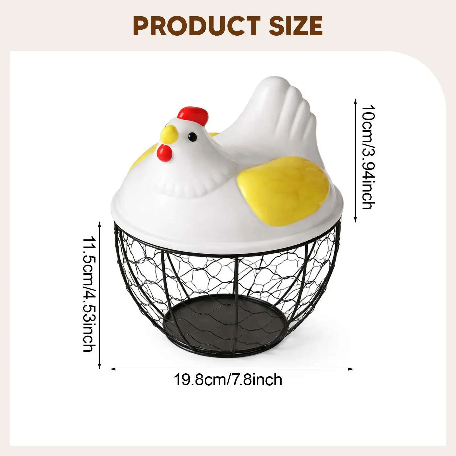 Egg Collection Basket Cute Chicken Metal Iron Art Storage Holder for Farmhouse Kitchen Countertop
Egg Collection Basket Cute Chicken Metal Iron Art Storage Holder for Farmhouse Kitchen Countertop