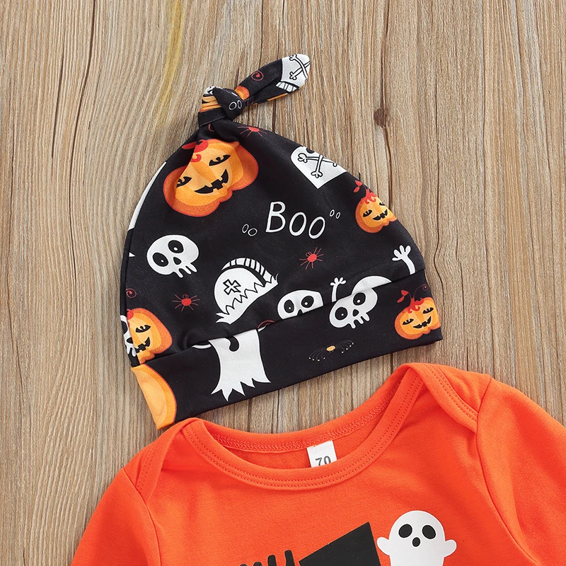 Adorable Infant Halloween Costume Set Cute Long Sleeve Romper with Spooky Print Matching Pants and Hat for Baby
Adorable Infant Halloween Costume Set Cute Long Sleeve Romper with Spooky Print Matching Pants and Hat for Baby