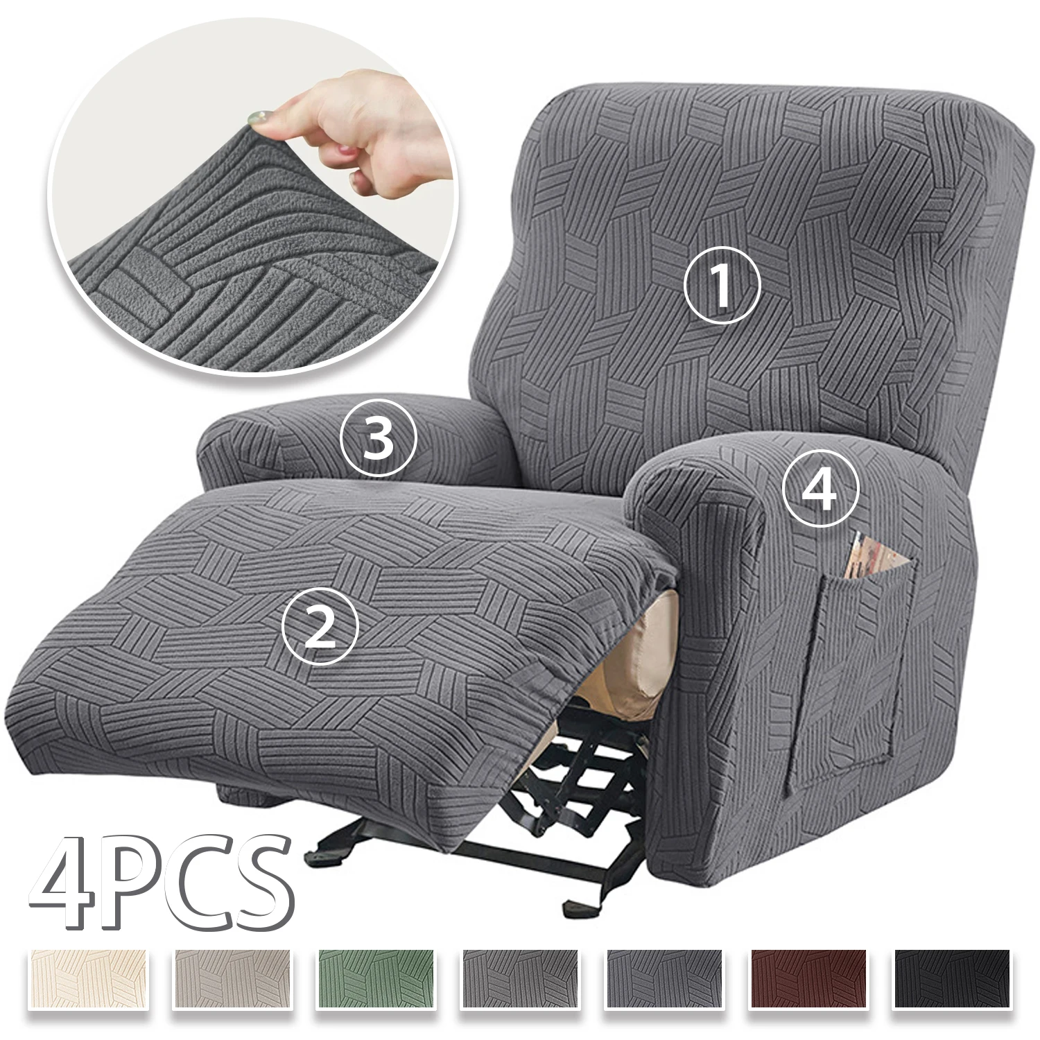 4PCS/set Jacquard Split Recliner Sofa Cover Elastic Relax Armchair Cover Non-Slip Washable Single Sofa Slipcover for Living Room
4PCS/set Jacquard Split Recliner Sofa Cover Elastic Relax Armchair Cover Non-Slip Washable Single Sofa Slipcover for Living Room