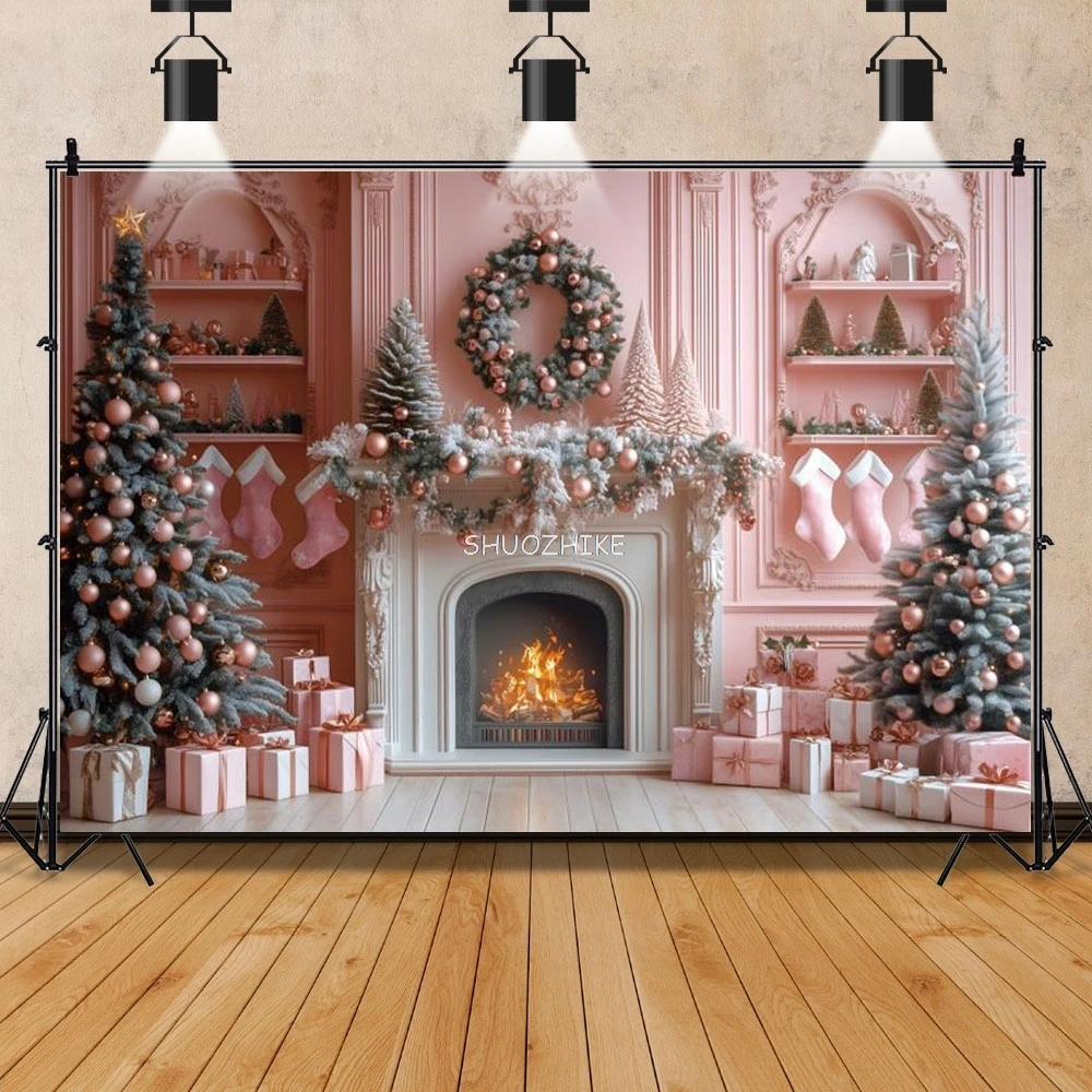 Christmas Pink Vintage Wall Backdrop for Photography Fireplace Xmas Tree Garlands Socks Gift Box Girl Princess Photo Background
Christmas Pink Vintage Wall Backdrop for Photography Fireplace Xmas Tree Garlands Socks Gift Box Girl Princess Photo Background