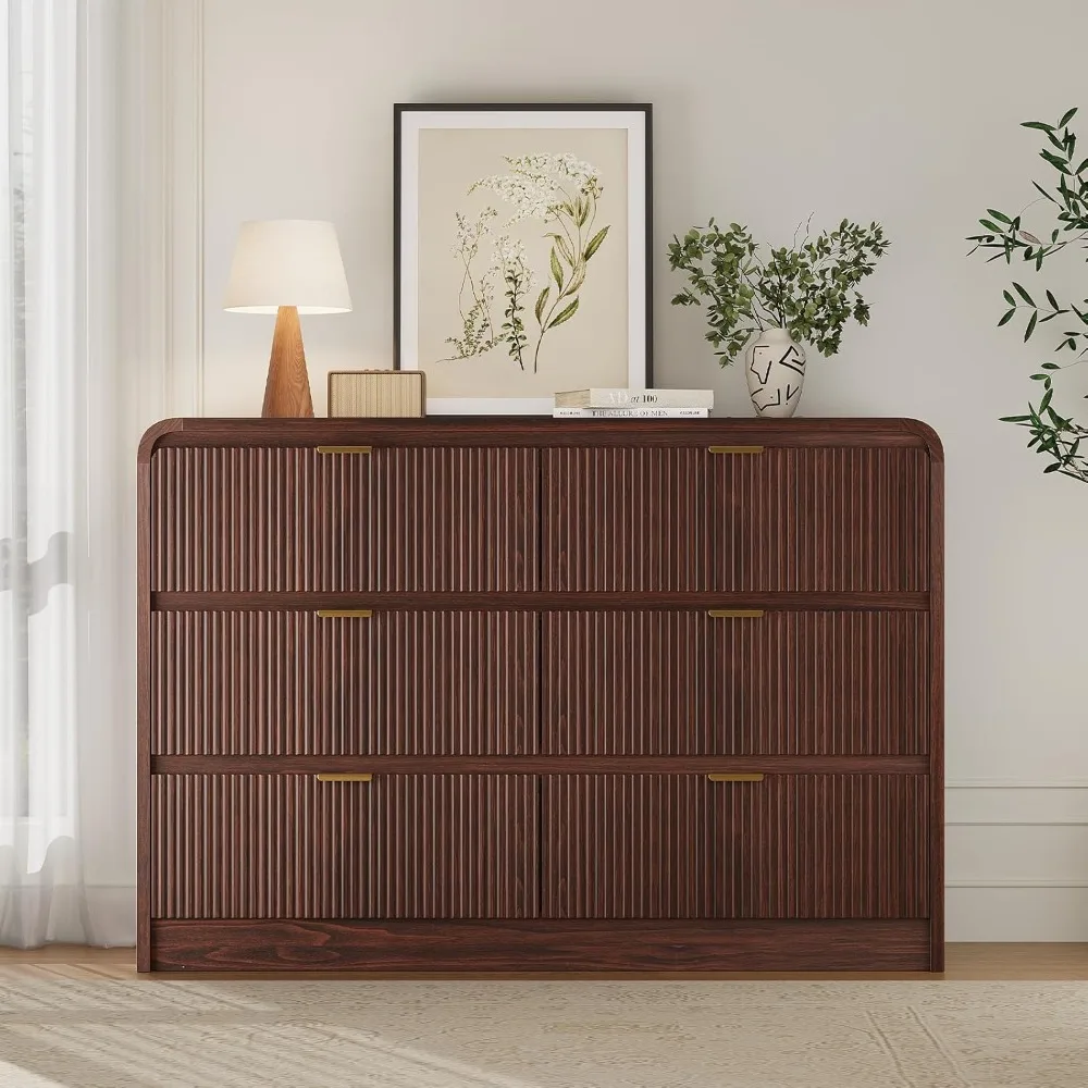 6 Drawers Dresser for Bedroom, 54" Wide Wooden Dresser with Metal Handle, Curved Profile Design, Modern Storage Organizer
6 Drawers Dresser for Bedroom, 54" Wide Wooden Dresser with Metal Handle, Curved Profile Design, Modern Storage Organizer