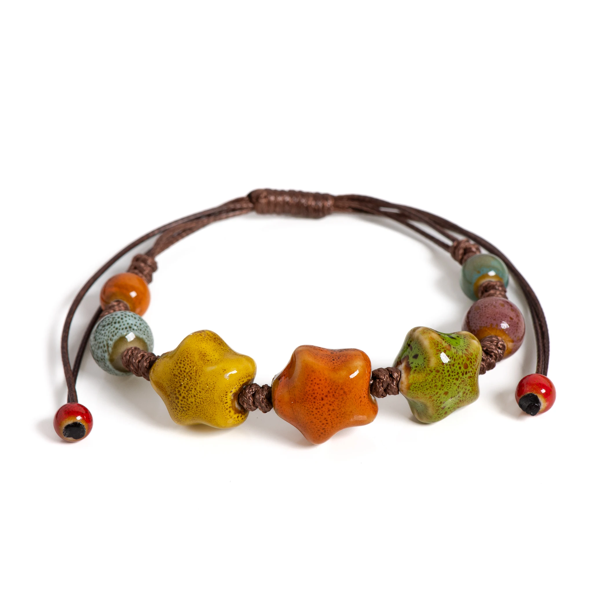 Handmade Glazed Ceramic Star Bracelet Adjustable Woven String Jewelry for Women Men Boho Style Gift S02-033
Handmade Glazed Ceramic Star Bracelet Adjustable Woven String Jewelry for Women Men Boho Style Gift S02-033