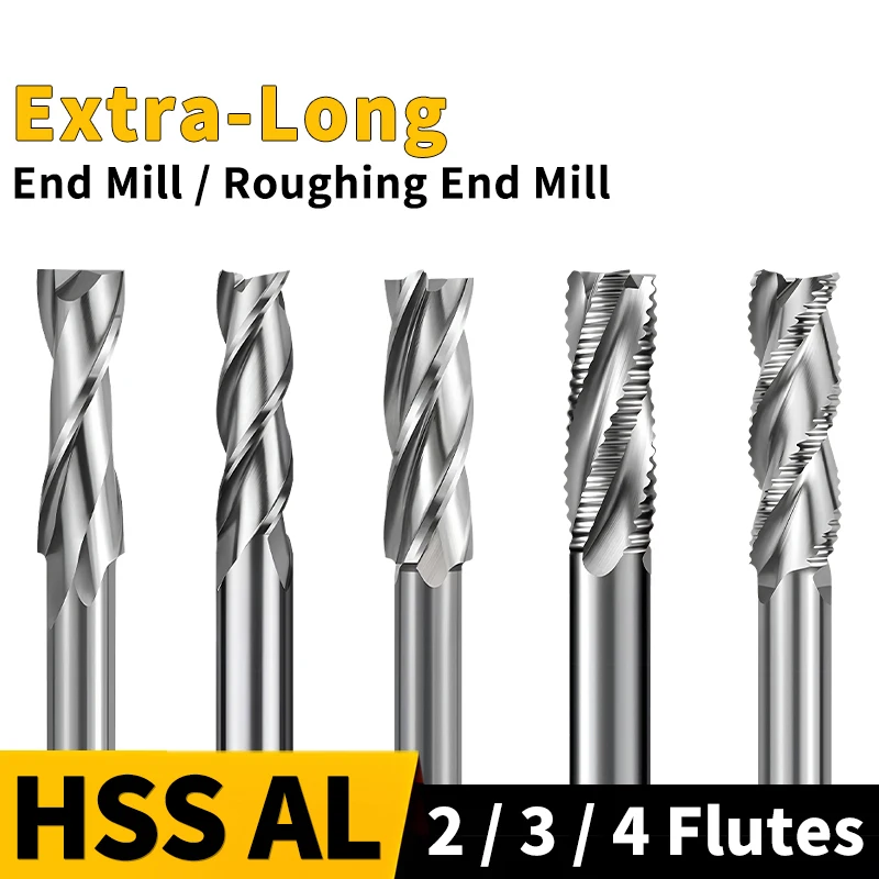 GULING 1PCS Extra-Long HSS End Mill / Roughing End Mill 2/3/4Flutes Spiral Router Bit CNC Tool For Aluminum Metal High Precision
GULING 1PCS Extra-Long HSS End Mill / Roughing End Mill 2/3/4Flutes Spiral Router Bit CNC Tool For Aluminum Metal High Precision