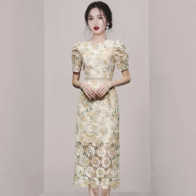 Summer Embroidery Floral Lace Designer Holiday Dress for Women Short Sleeves Elegant Dresses Female Clothing 2025 New Hip Skirt
Summer Embroidery Floral Lace Designer Holiday Dress for Women Short Sleeves Elegant Dresses Female Clothing 2025 New Hip Skirt