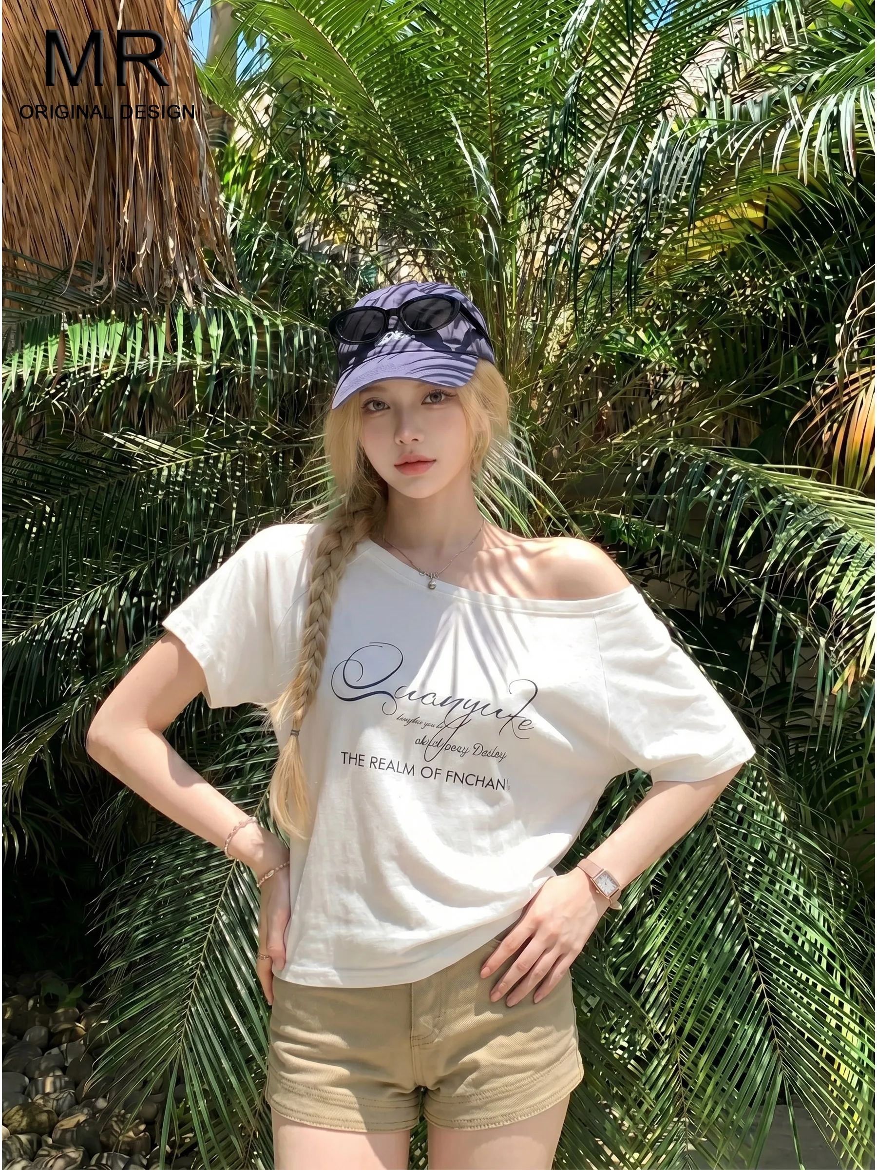 White Letter Print Oblique Shoulder Short Sleeve T-Shirt Women's Loose Slimming Design Summer Hot Girl Top Fashion Knittedwear
White Letter Print Oblique Shoulder Short Sleeve T-Shirt Women's Loose Slimming Design Summer Hot Girl Top Fashion Knittedwear