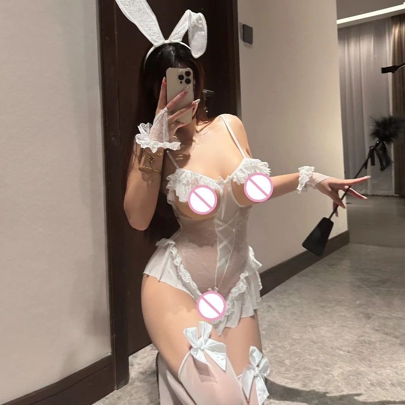 Sexy lace lingerie,bunny suit with ear,Lace Naughty lingerie,Crotchless & open-breast bodysuit
Sexy lace lingerie,bunny suit with ear,Lace Naughty lingerie,Crotchless & open-breast bodysuit