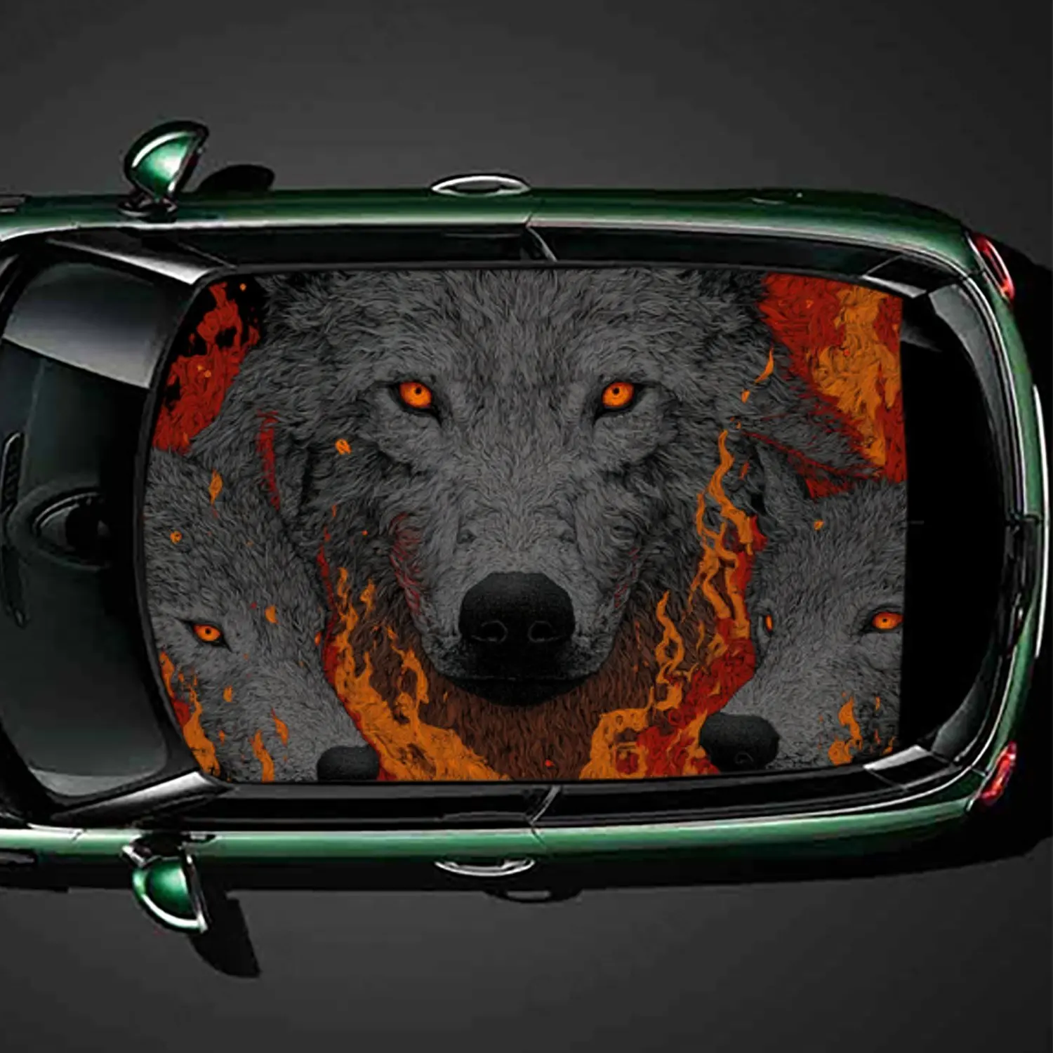 Colorful Flame Three Wolves Car Roof Vinyl Wraps Sticker, Auto Decal, Artistic Vehicle Decoration, Self-adhesive Waterproof Car 
Colorful Flame Three Wolves Car Roof Vinyl Wraps Sticker, Auto Decal, Artistic Vehicle Decoration, Self-adhesive Waterproof Car