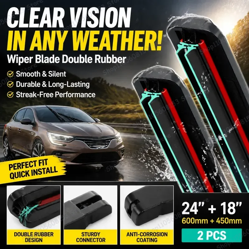 For Renault Megane 4 MK2 2016 2021 Front Windshield Wiper Blades Heavy Duty Dual Rubber All Weather Quiet Performance
For Renault Megane 4 MK2 2016 2021 Front Windshield Wiper Blades Heavy Duty Dual Rubber All Weather Quiet Performance