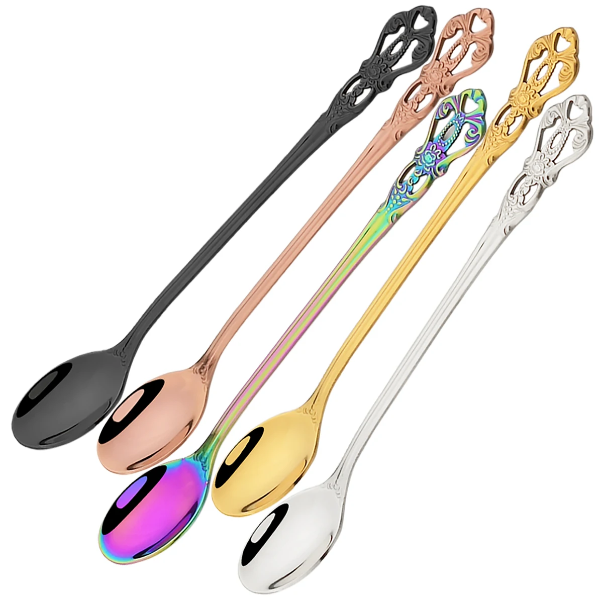 8pcs Colorful Long Mixing Spoon Dinnerware Set Retro Stainless Steel Dessert Spoons Flatware Set Kitchen Household Tableware
8pcs Colorful Long Mixing Spoon Dinnerware Set Retro Stainless Steel Dessert Spoons Flatware Set Kitchen Household Tableware