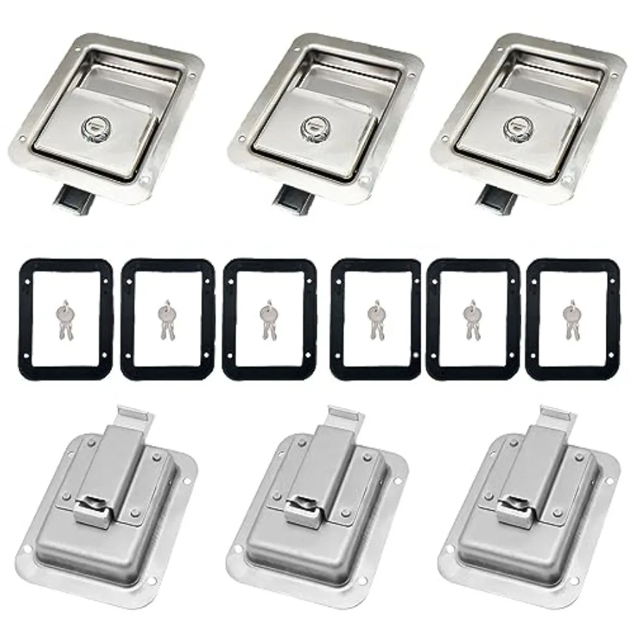 Trailer, RV, and Toolbox Application: Stainless Steel Flush Mount Door Handle Latch Set 6 Pack,Silver, Heavy-Duty with Gasket a
Trailer, RV, and Toolbox Application: Stainless Steel Flush Mount Door Handle Latch Set 6 Pack,Silver, Heavy-Duty with Gasket a