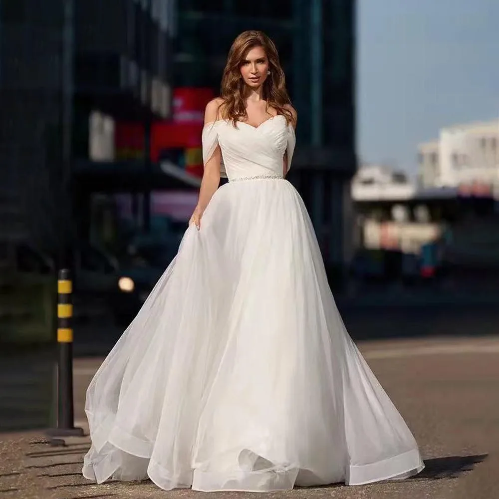Simple Pleat Tulle Wedding Dresses for Women 2024 Sweetheart with Beaded Belt A-line Custom Sexy Bride Dress Robe De Mariée
Simple Pleat Tulle Wedding Dresses for Women 2024 Sweetheart with Beaded Belt A-line Custom Sexy Bride Dress Robe De Mariée