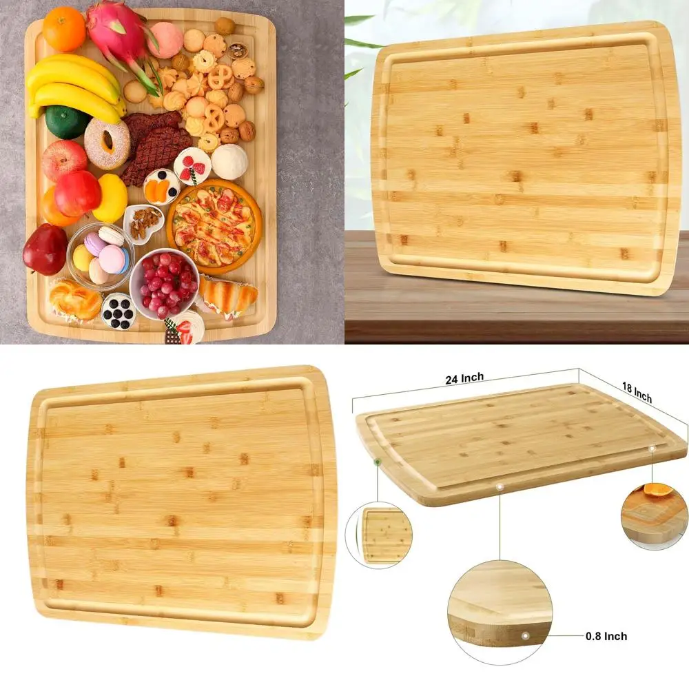 Large Bamboo Cutting Board 24x18 - Dishwasher Safe, Heat Resistant, with Juice Groove, Ideal for Kitchen Chopping and Gifts
Large Bamboo Cutting Board 24x18 - Dishwasher Safe, Heat Resistant, with Juice Groove, Ideal for Kitchen Chopping and Gifts