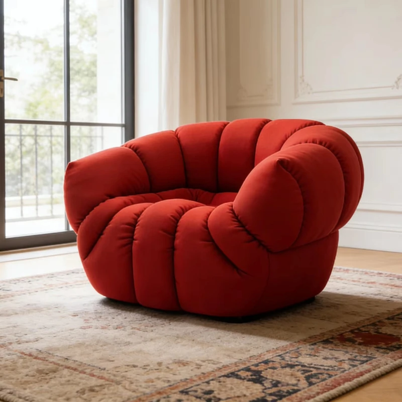 Modern red bubble stitched fabric armchair, compact and enclosed, suitable for casual home spaces
Modern red bubble stitched fabric armchair, compact and enclosed, suitable for casual home spaces