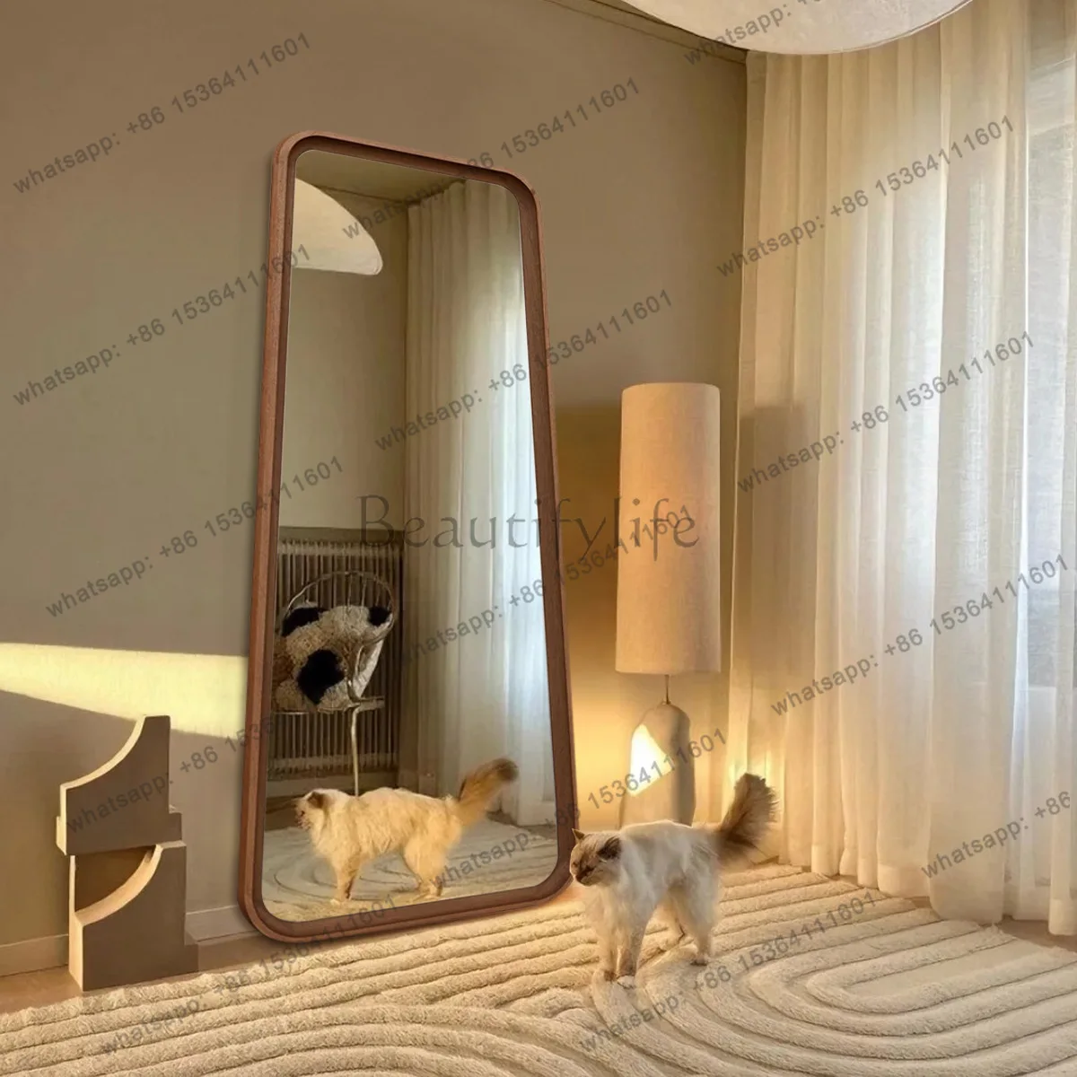 Retro light brown full-length mirror, simple natural style rectangular home living room bedroom full-body fitting mirror
Retro light brown full-length mirror, simple natural style rectangular home living room bedroom full-body fitting mirror