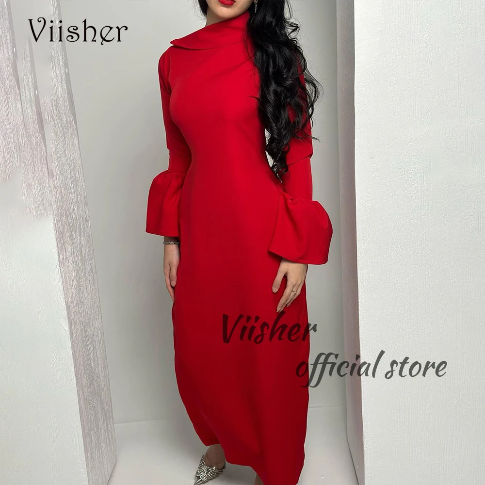 Viisher Red Satin Mermaid Evening Dresses Long Sleeve Arabian Dubai Formal Dress Ankle Length Wedding Party Gowns 2024
Viisher Red Satin Mermaid Evening Dresses Long Sleeve Arabian Dubai Formal Dress Ankle Length Wedding Party Gowns 2024