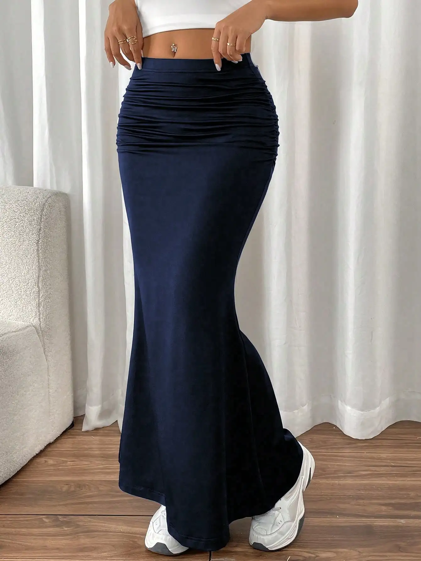 Sexy Versatile Fitted Pleated Side Fishtail Hem Elastic Knit Black Skirt, For Autumn/Winter Maxi Women Outfit
Sexy Versatile Fitted Pleated Side Fishtail Hem Elastic Knit Black Skirt, For Autumn/Winter Maxi Women Outfit