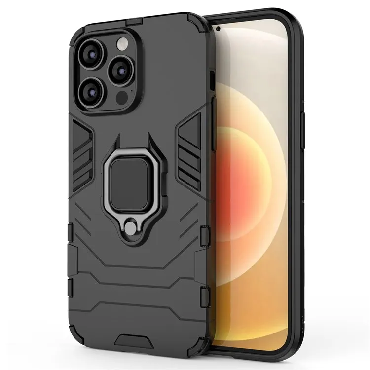 For iPhone 14 Pro Max 6.7 inch Anti-drop Soft TPU + Hard PC Hybrid Case Shockproof Phone Cover with Ring Kickstand - Black
For iPhone 14 Pro Max 6.7 inch Anti-drop Soft TPU + Hard PC Hybrid Case Shockproof Phone Cover with Ring Kickstand - Black