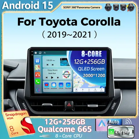 Android 15 For Toyota Corolla 12 Cross 2019-2022  2K QLED Android Car Radio Multimedia Video Player GPS Stereo CarPlay Head Unit