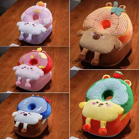 Cute Multicolor Animal Donut Nap Plush Cushion, Reversible Cool Ice Silk & Soft Velvet Surface for gifts.
