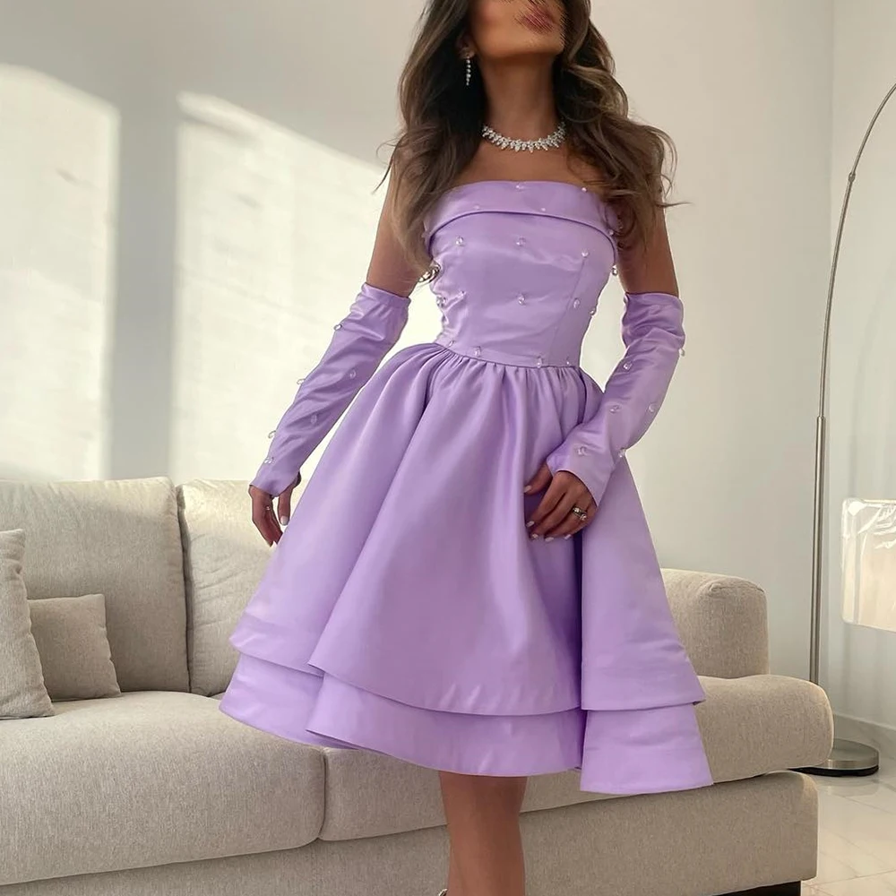 CustomizedHigh Quality Purple Satin Crystal Cap Sleeve Evening Dress Pleats Strapless Knee Length A-Line Special Occasion Gowns
CustomizedHigh Quality Purple Satin Crystal Cap Sleeve Evening Dress Pleats Strapless Knee Length A-Line Special Occasion Gowns