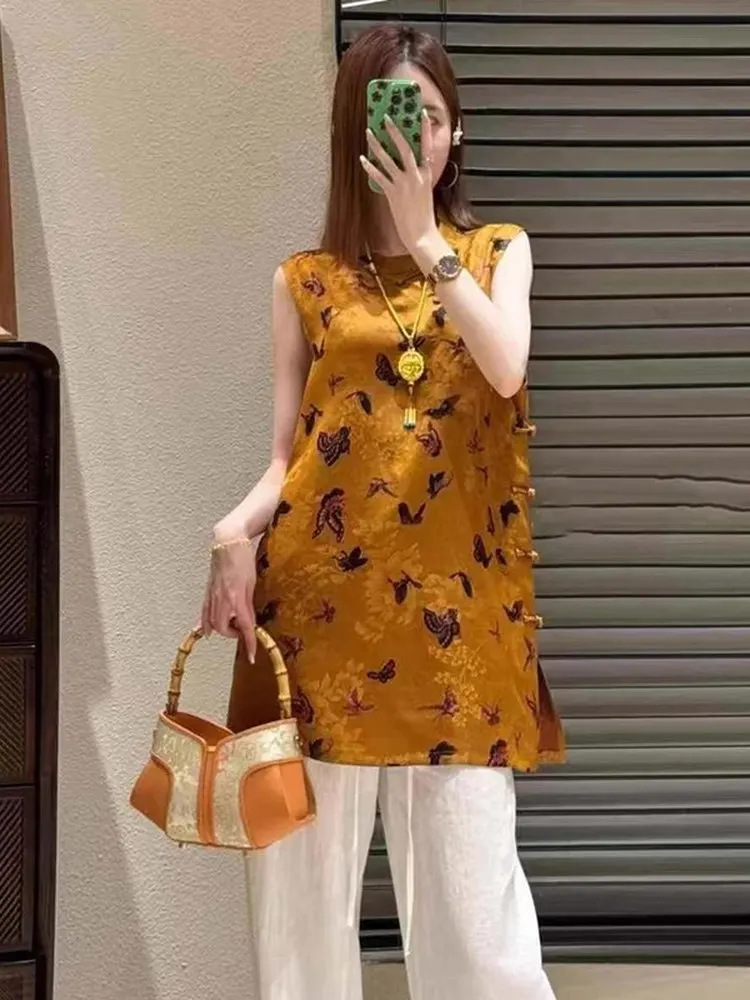 Новый китайский жилет с желтым принтом и принтом, женский топ, лето 2025 Ele irt, свободный крой для поездок на работу, Sle
Новый китайский жилет с желтым принтом и принтом, женский топ, лето 2025 Ele irt, свободный крой для поездок на работу, Sle
