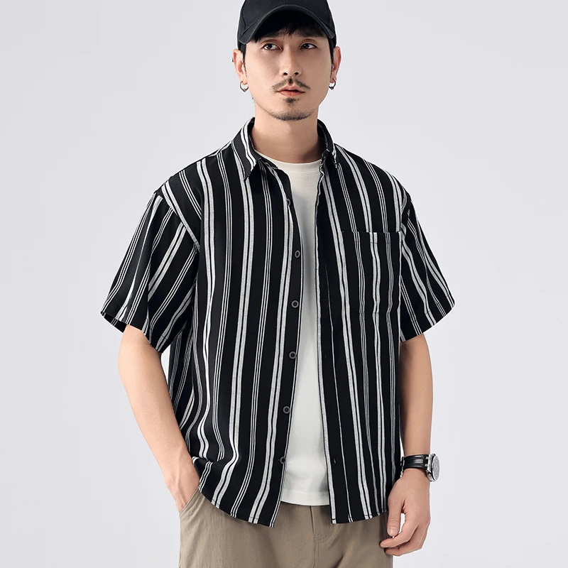 Men Plus Size Classic Fashion Stripe Loose Casual Short Sleeve Shirts Man Summer Streetwear Breathable Retro Shirt Tops
Men Plus Size Classic Fashion Stripe Loose Casual Short Sleeve Shirts Man Summer Streetwear Breathable Retro Shirt Tops