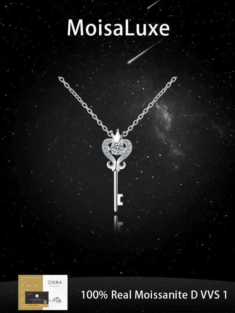 MoisaLuxe Official Store Moissanite Plata Sterling 925 Silver Jewelry Heart Key Shape Pendant Necklace For Women Clavicle Chain
MoisaLuxe Official Store Moissanite Plata Sterling 925 Silver Jewelry Heart Key Shape Pendant Necklace For Women Clavicle Chain