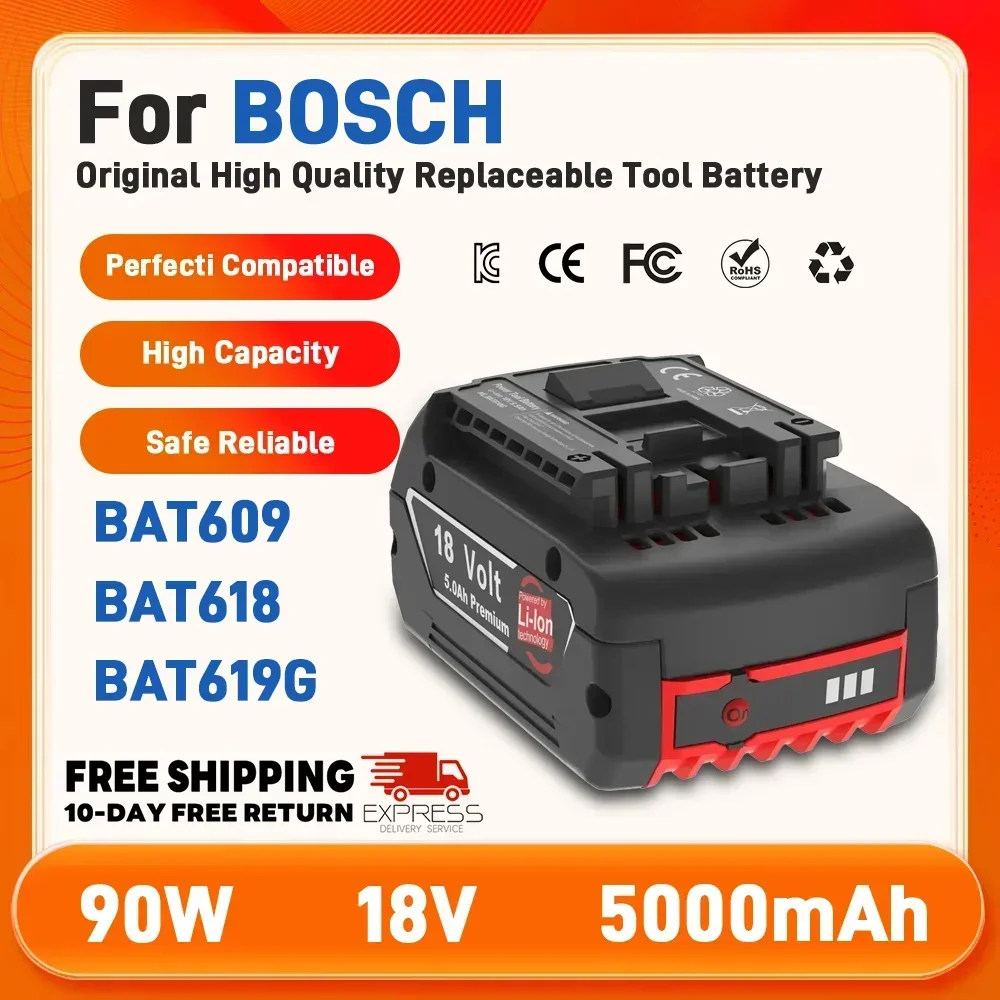 18V 6.0Ah Lithium-Ion Rechargeable Battery for Bosch Professional Tools Compatible with BAT609/BAT609G/BAT618 GBA/GSR/GSB Series
18V 6.0Ah Lithium-Ion Rechargeable Battery for Bosch Professional Tools Compatible with BAT609/BAT609G/BAT618 GBA/GSR/GSB Series