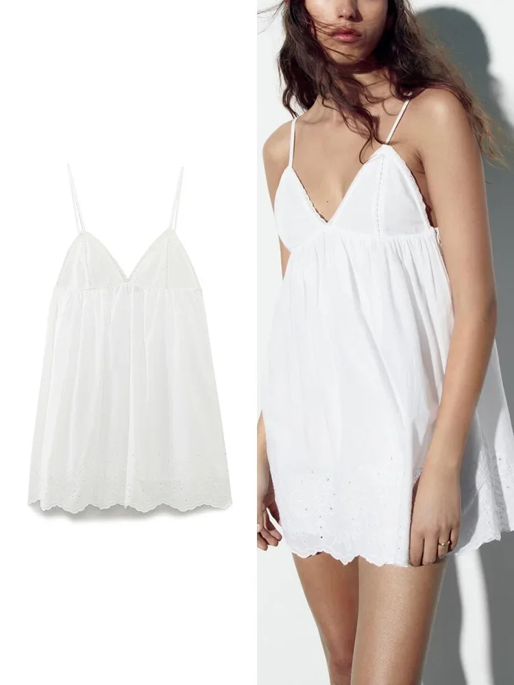 TRAF Women's Lace Lingerie Style Dress Beach Holiday Style Hollow Out Embroidery Mini Camisole Short Elegant Women's Clothing
TRAF Women's Lace Lingerie Style Dress Beach Holiday Style Hollow Out Embroidery Mini Camisole Short Elegant Women's Clothing
