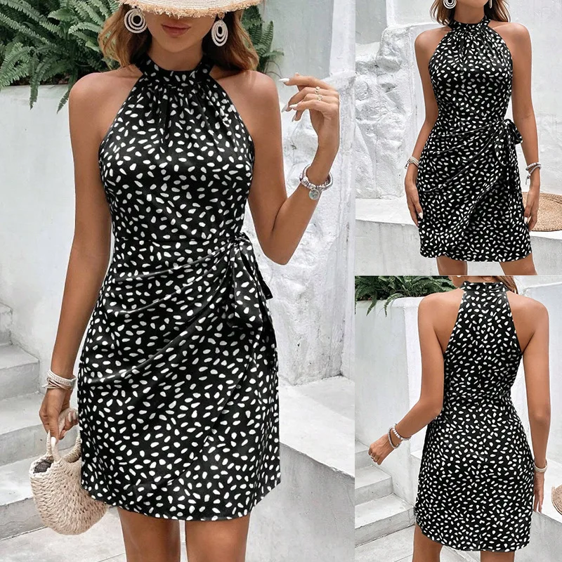 2024 A Spring Summer Sleeveless Polka Dot Print Lace-Up Dress Neck-Mounted Women Vestidos De Mujer
2024 A Spring Summer Sleeveless Polka Dot Print Lace-Up Dress Neck-Mounted Women Vestidos De Mujer