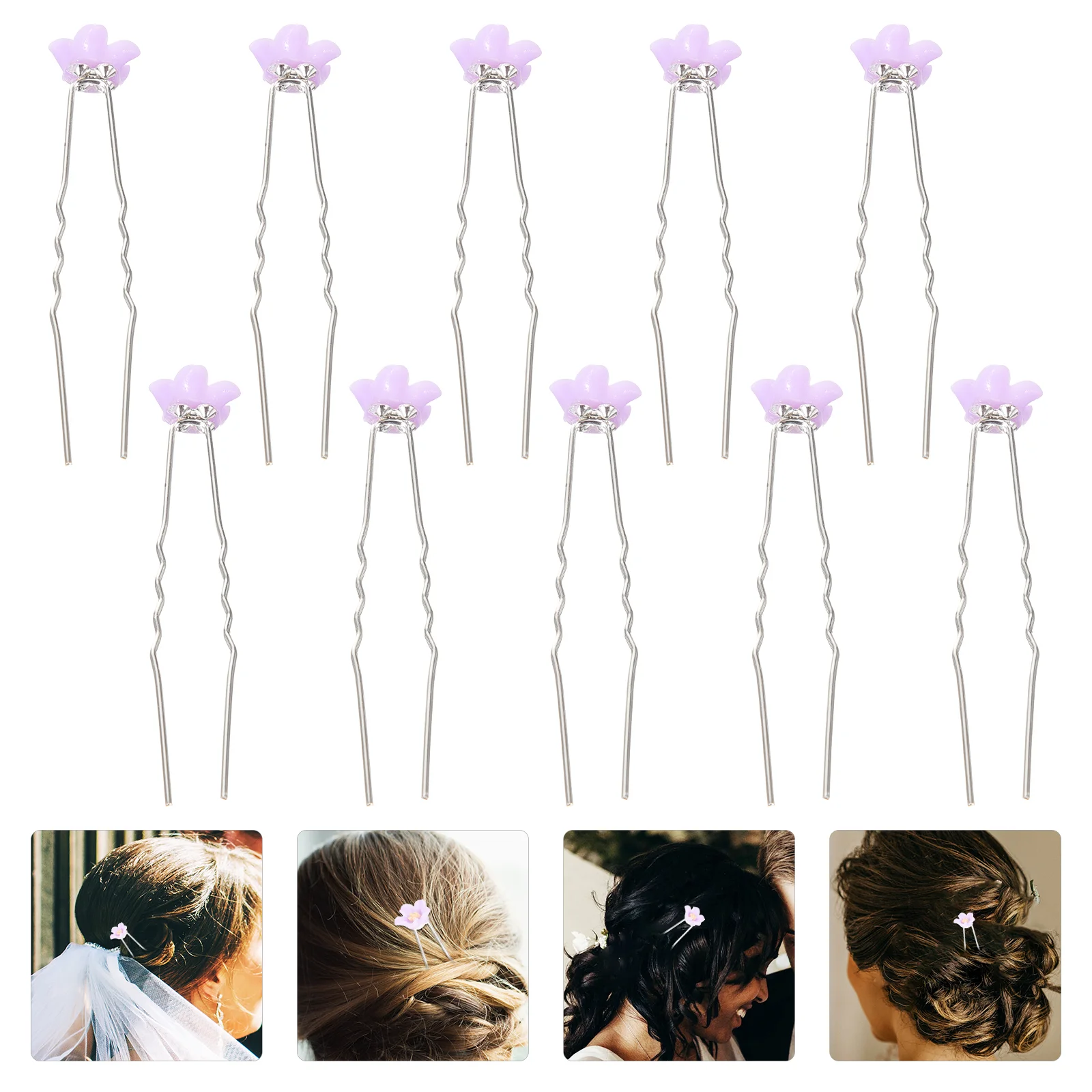 10 Pcs Bride's Updo Crystal Flower Hairpin U-shaped Wedding Headdress (purple) 10pcs Bridal Accessories Small for Plastic Women
10 Pcs Bride's Updo Crystal Flower Hairpin U-shaped Wedding Headdress (purple) 10pcs Bridal Accessories Small for Plastic Women