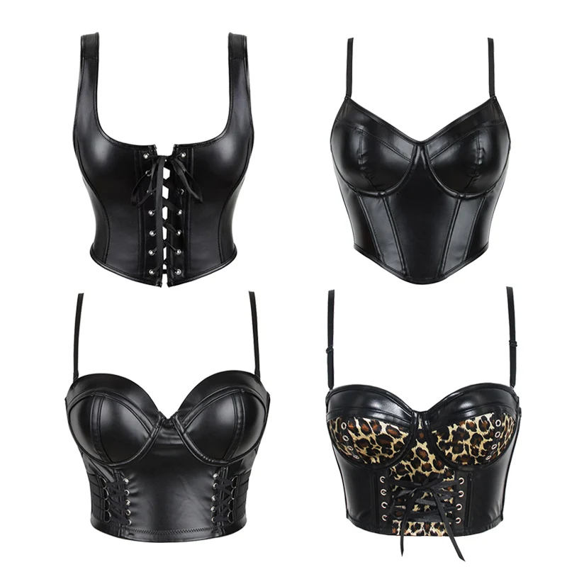Women Leather Corset Top Crop Bustier Gothic Bra Push Up Bodice Sexy Lingerie Corselet Party Short Camis Corset
Women Leather Corset Top Crop Bustier Gothic Bra Push Up Bodice Sexy Lingerie Corselet Party Short Camis Corset