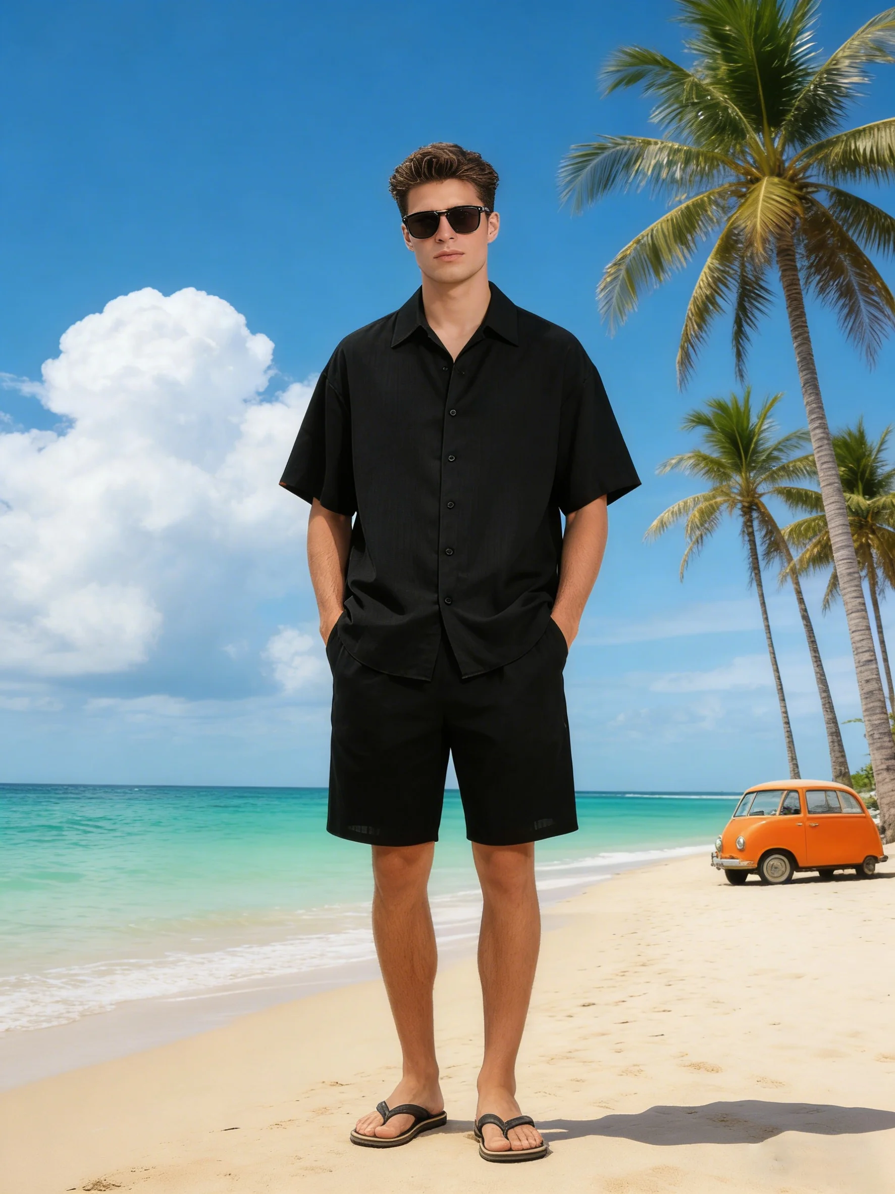 Men's beach two-piece set, comfortable fabric, suitable for home, work, beach vacation, summer men's wear, Summer Sleepwear
Men's beach two-piece set, comfortable fabric, suitable for home, work, beach vacation, summer men's wear, Summer Sleepwear
