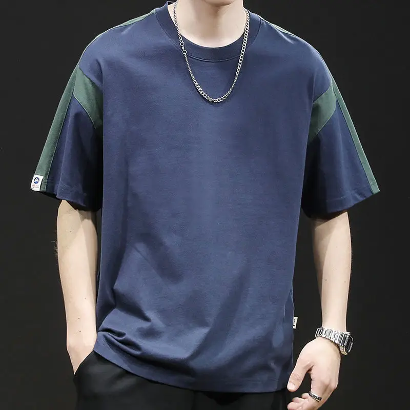 Contrast Short Sleeve T Shirts Men's Summer New O-neck Plus Size Solid Color Loose Youth Casual Tops Vintage Fashion Men Clothes
Contrast Short Sleeve T Shirts Men's Summer New O-neck Plus Size Solid Color Loose Youth Casual Tops Vintage Fashion Men Clothes