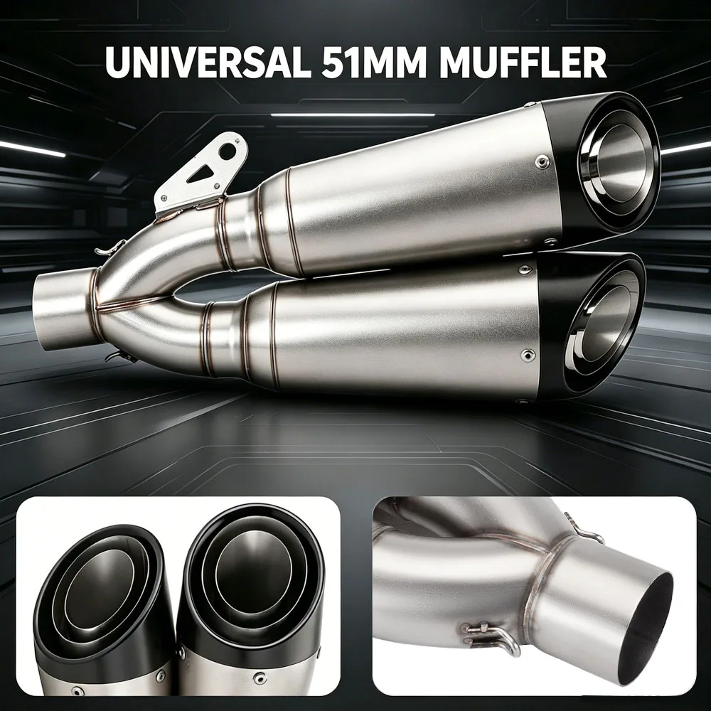 Motorcycle Exhaust High Performance Kit Universal 51MM Interface Three Layer Double Hole Escape Muffler For zx4r mt07 pcx125 C26
Motorcycle Exhaust High Performance Kit Universal 51MM Interface Three Layer Double Hole Escape Muffler For zx4r mt07 pcx125 C26