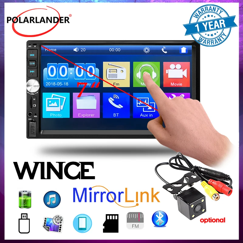 2 Din Car Radio MP5 MP4 Player 7'' inch HD Touch Screen Bluetooth TF USB FM Stereo Auto support rear camera MirrorLink Universal
2 Din Car Radio MP5 MP4 Player 7'' inch HD Touch Screen Bluetooth TF USB FM Stereo Auto support rear camera MirrorLink Universal