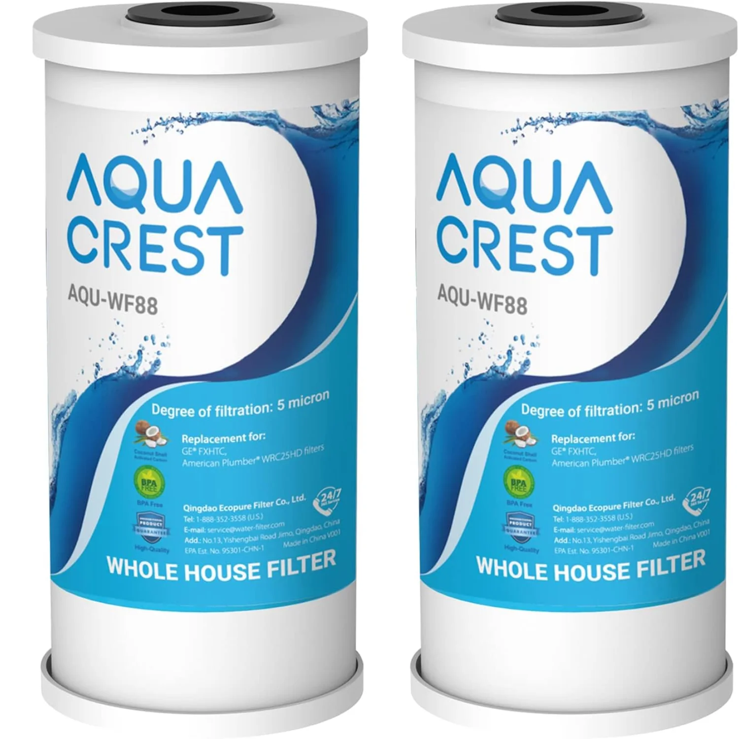 AQUA CREST FXHTC 5 Micron 10" x 4.5" Whole House Water Filter Replacement for GE FXHTC, GXWH40L, American Plumber W10-PR
AQUA CREST FXHTC 5 Micron 10" x 4.5" Whole House Water Filter Replacement for GE FXHTC, GXWH40L, American Plumber W10-PR