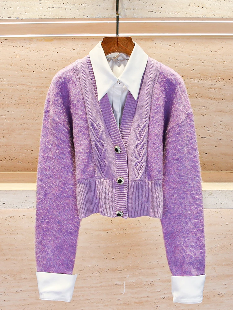 High-End Autumn Winter Knitted Sweater with irt Collar Fake Two-Piece Design Long Sve Ne Open Cardigan for Women
High-End Autumn Winter Knitted Sweater with irt Collar Fake Two-Piece Design Long Sve Ne Open Cardigan for Women