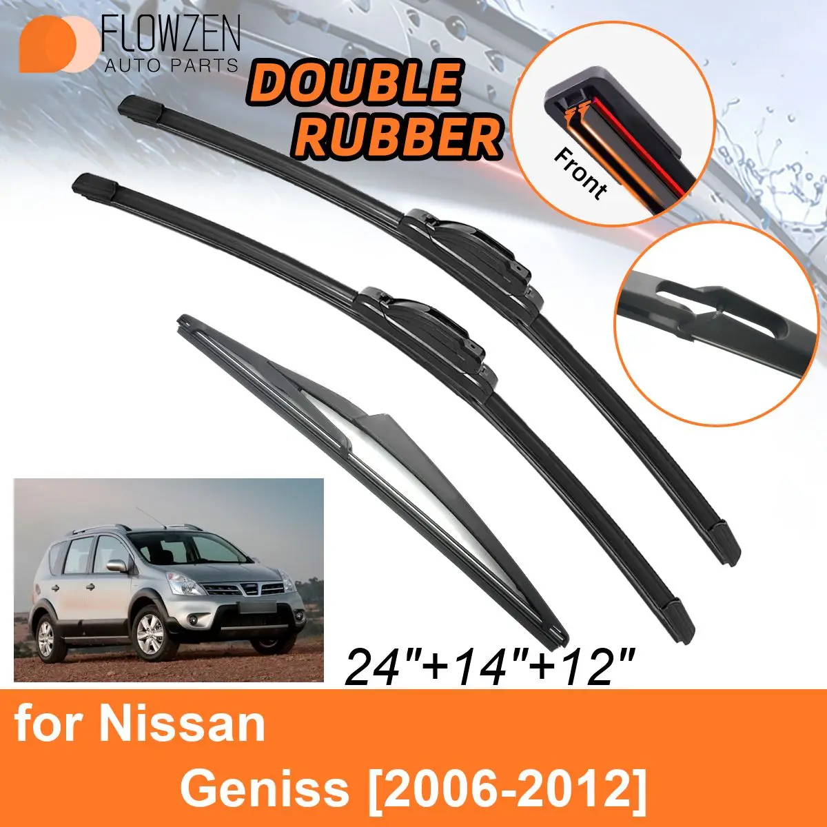 Double Rubber Car Wiper Blades for Nissan Geniss 2006-2012 Front Rear Blades Accessories 2006 2007 2008 2009 2010 2011 2012
Double Rubber Car Wiper Blades for Nissan Geniss 2006-2012 Front Rear Blades Accessories 2006 2007 2008 2009 2010 2011 2012