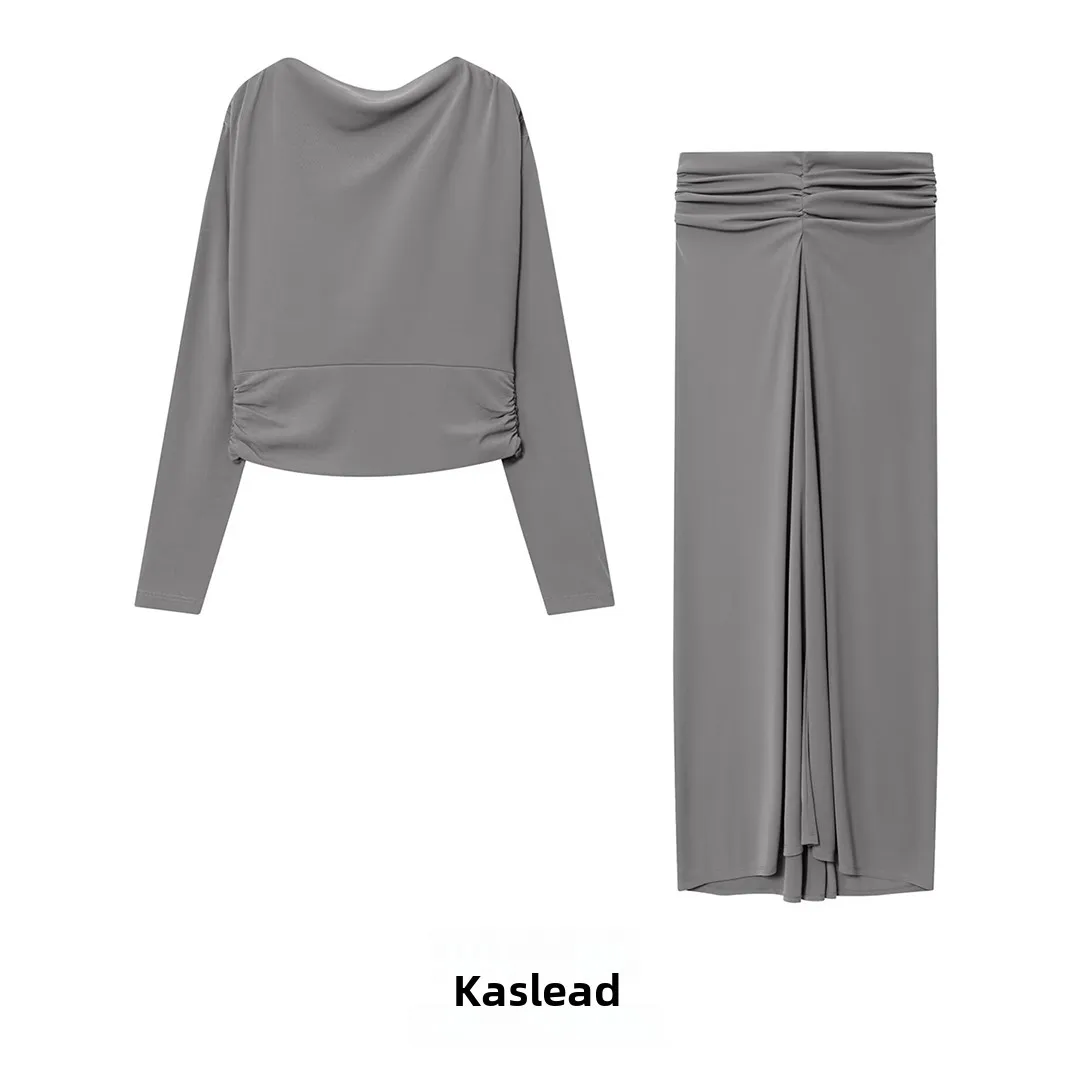 KASLEAD New Faion Women's Top Skirt Set Pleated Street Sle Autumn Collection Adult Size Two-Piece Ensemble
KASLEAD New Faion Women's Top Skirt Set Pleated Street Sle Autumn Collection Adult Size Two-Piece Ensemble