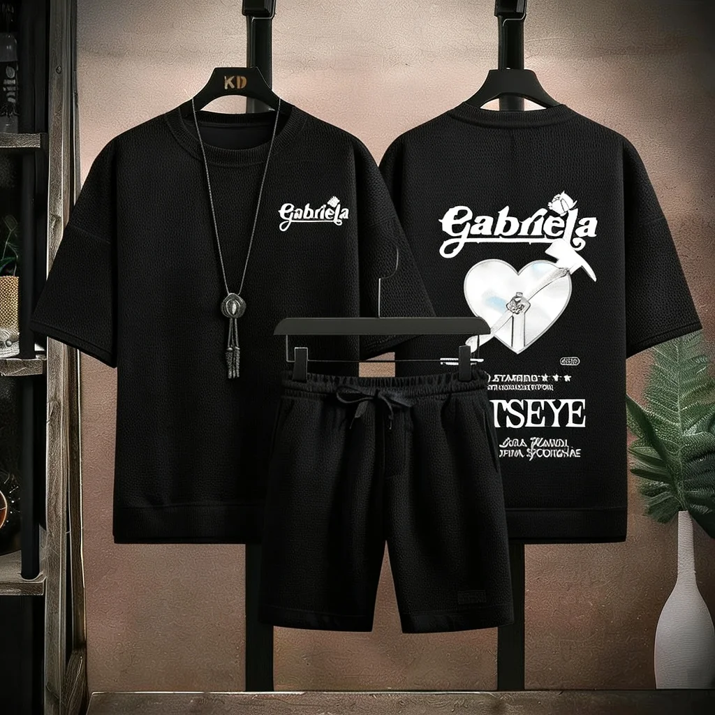 Top-tier fashion V-neck affordable streetwear T-shirt clothing, Kasiae, Gabriella, summer suit, short-sleeved, 2-piece set
Top-tier fashion V-neck affordable streetwear T-shirt clothing, Kasiae, Gabriella, summer suit, short-sleeved, 2-piece set
